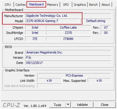 материнская плата в cpu-z