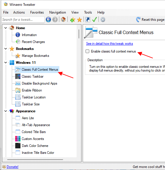 Enable classic full context menu