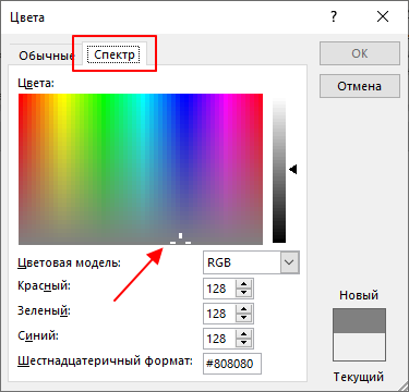 вкладка Спектр вкладка Спектр