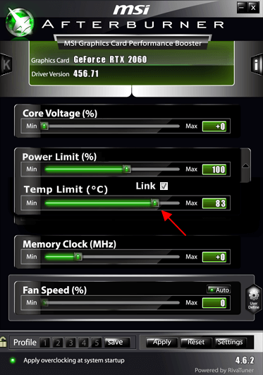 параметр с названием Temp Limit параметр с названием Temp Limit