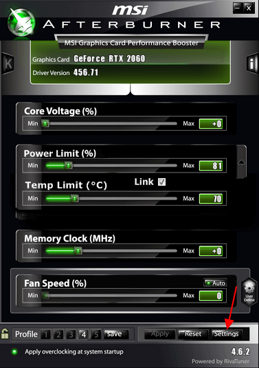 настроить программу MSI Afterburner настроить программу MSI Afterburner
