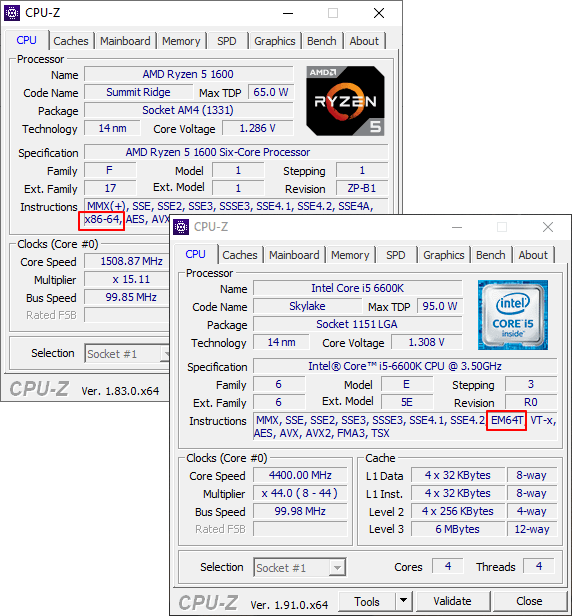 Разрядность процессора в CPU-Z Разрядность процессора в CPU-Z