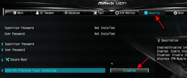 включение tpm на asrock для Intel включение tpm на asrock для Intel