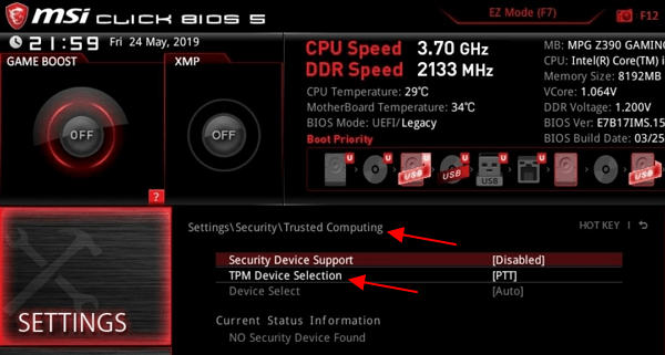 TPM 2.0 на платах MSI для Intel TPM 2.0 на платах MSI для Intel