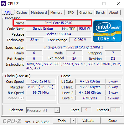 процессор в CPU-Z процессор в CPU-Z