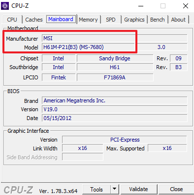 материнская плата в CPU-Z материнская плата в CPU-Z