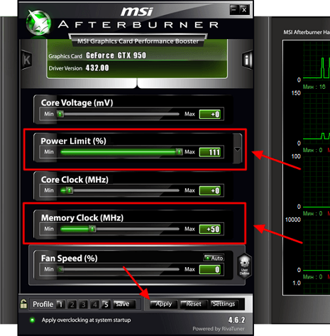 разгон видеопамяти в MSI Afterburner разгон видеопамяти в MSI Afterburner