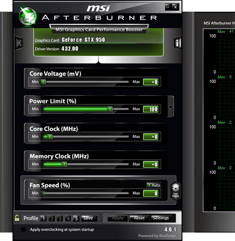 интерфейс MSI Afterburner интерфейс MSI Afterburner