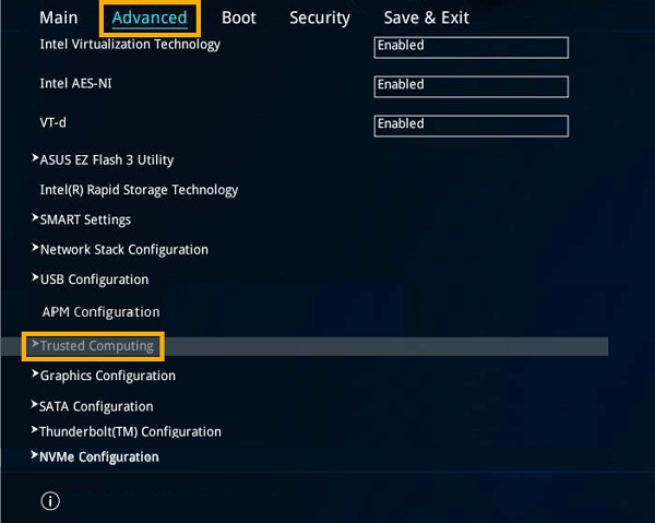 раздел Advanced - Trusted Computing раздел Advanced - Trusted Computing