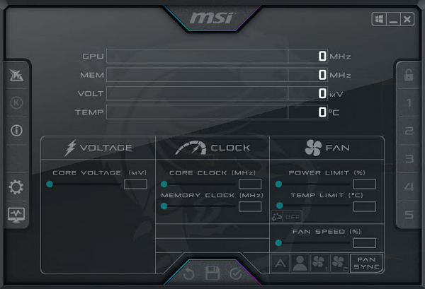интерфейс MSI Afterburner