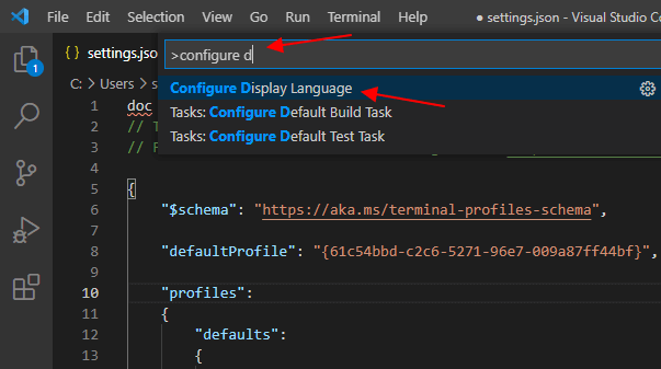 Configure Display Language
