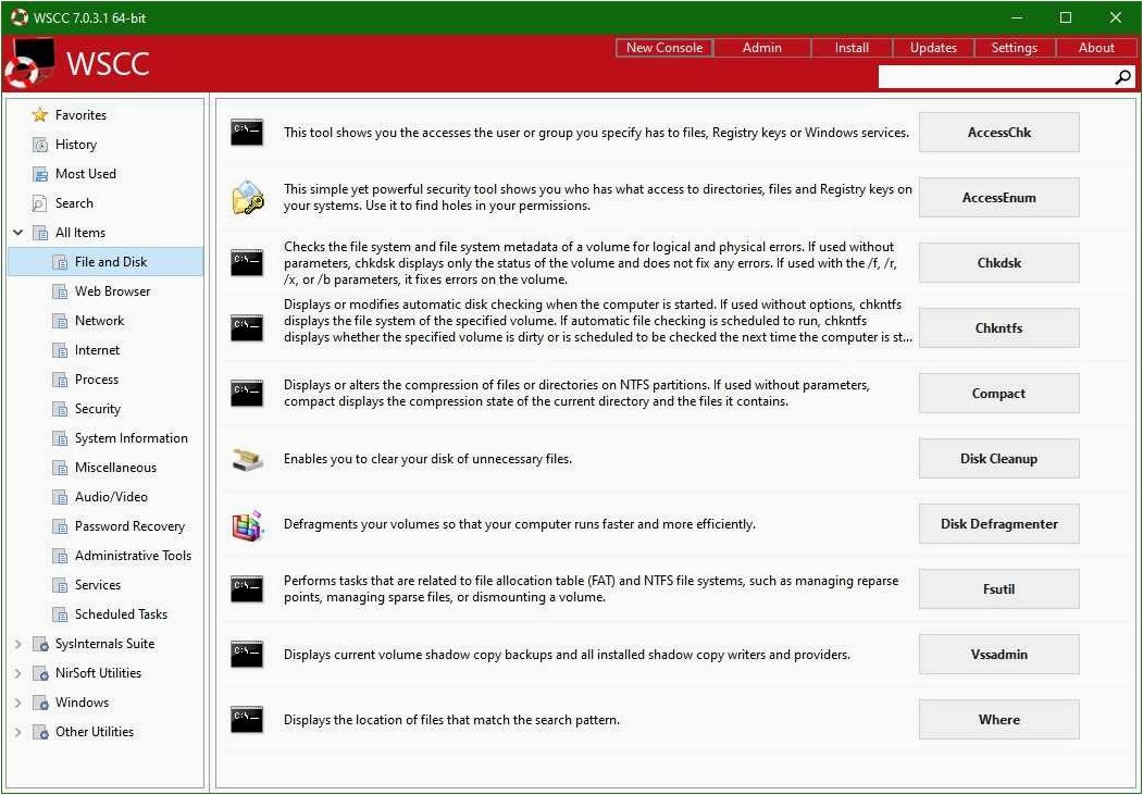 Windows 11 — WSCC — все системные утилиты Windows в одном интерфейсе, решая проблему управления системой